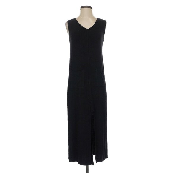 NWT Gypsy Junkies Black Sleeveless Pockets Relaxed Jersey Casual Boho Midi Dress - Picture 1 of 8